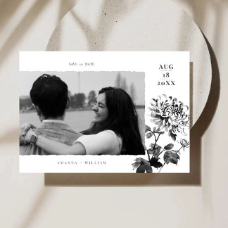 Chrysanthemum Ink Art Photo Sla de datum Kaart