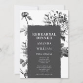 Chrysanthemum Ink Art repetitie Dinner Invitation Kaart (Voorkant)