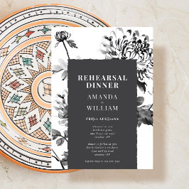 Chrysanthemum Ink Art repetitie Dinner Invitation Kaart