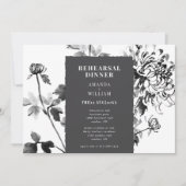 Chrysanthemum Ink Art repetitie Dinner Invitation Kaart (Voorkant)
