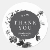 Chrysanthemum Ink Art Round Sticker (Voorkant)