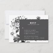 Chrysanthemum Ink Art RSVP Response Kaart (Voorkant)