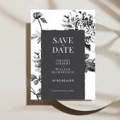 Chrysanthemum Ink Art Save the Date Kaart
