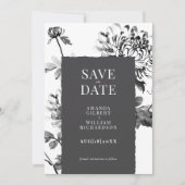Chrysanthemum Ink Art Save the Date Kaart (Voorkant)