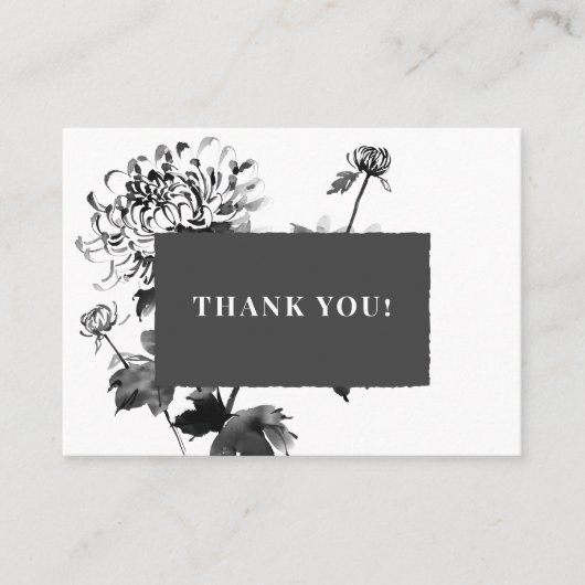 Chrysanthemum Inktkunst Dank je Plaatskaartje (Voorkant)