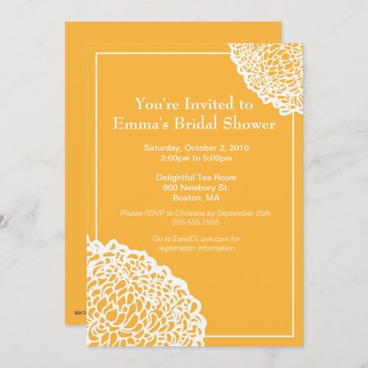 Chrysanthemum Invitation - Gold Kaart (Voorkant / Achterkant)