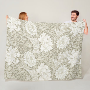 Chrysanthemum Ivory, William Morris Fleece Deken