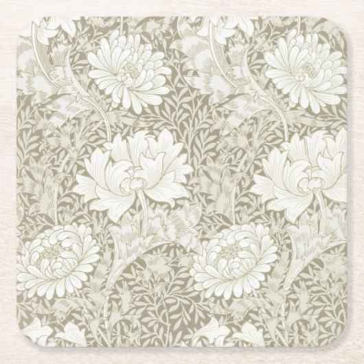 Chrysanthemum Ivory, William Morris Kartonnen Onderzetters (Voorkant)