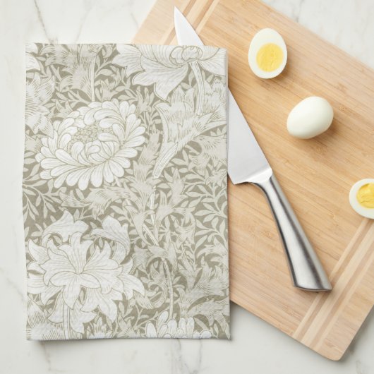 Chrysanthemum Ivory, William Morris Theedoek (Quarter Fold)