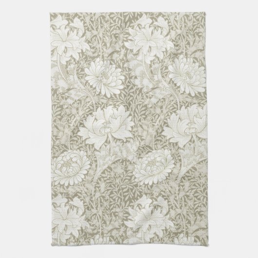 Chrysanthemum Ivory, William Morris Theedoek (Verticaal)