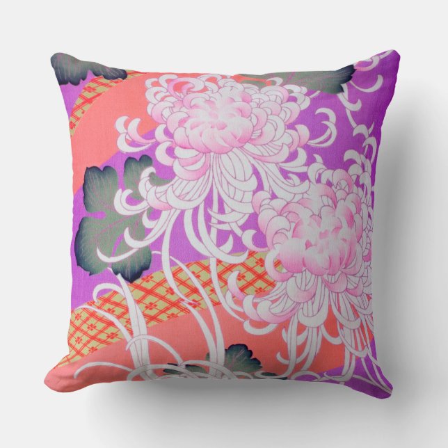 Chrysanthemum, Japans ontwerp Kussen (Voorkant)
