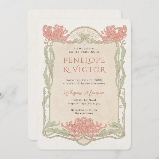  Chrysanthemum Lijst huwelijksuitnodiging Kaart (Voorkant / Achterkant)