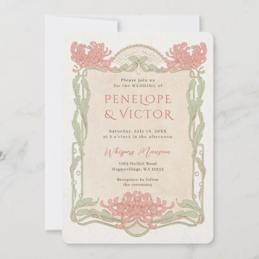  Chrysanthemum Lijst huwelijksuitnodiging Kaart (Voorkant)