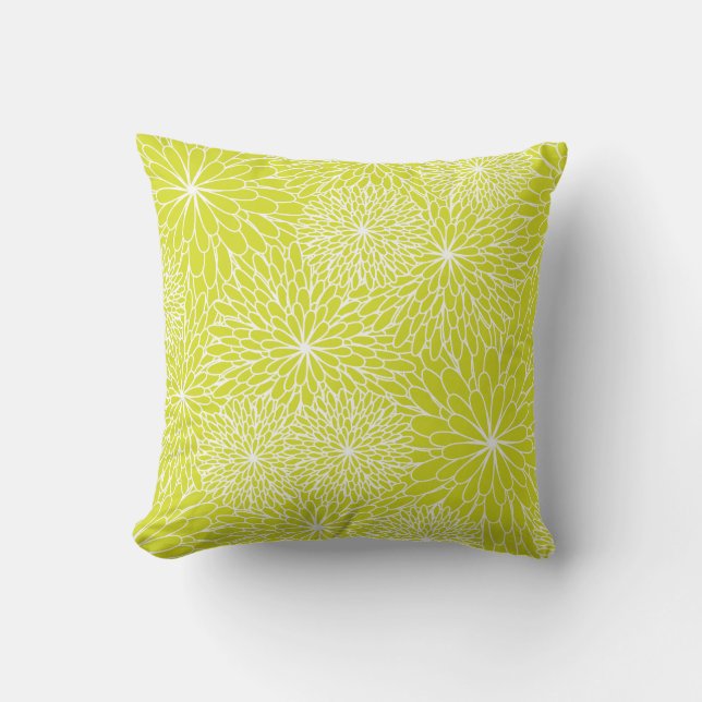 Chrysanthemum Lime Green Pillow Kussen (Voorkant)