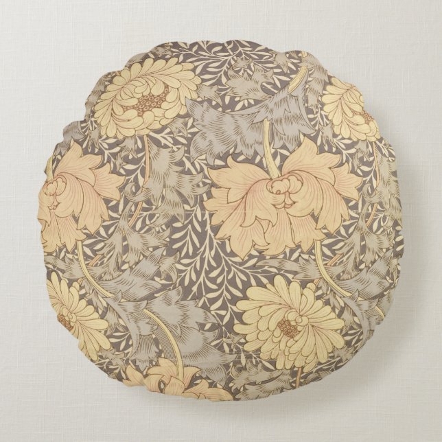 'Chrysanthemum' mapontwerp, 1876 Rond Kussen (Voorkant)