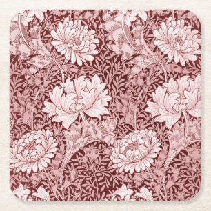 Chrysanthemum Maroon, William Morris Kartonnen Onderzetters