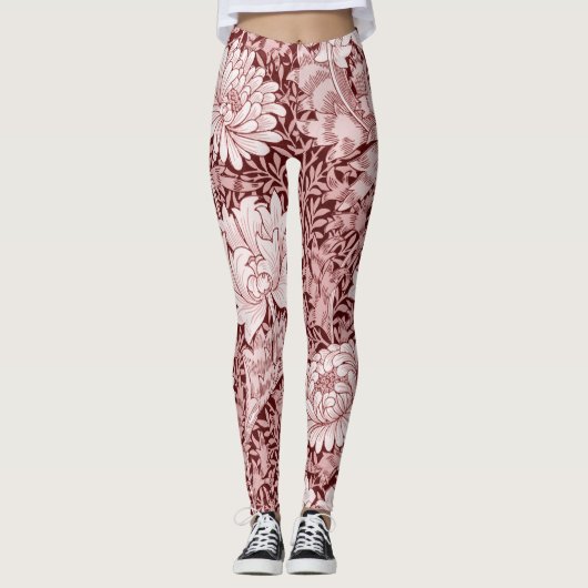 Chrysanthemum Maroon, William Morris Leggings (Voorkant)