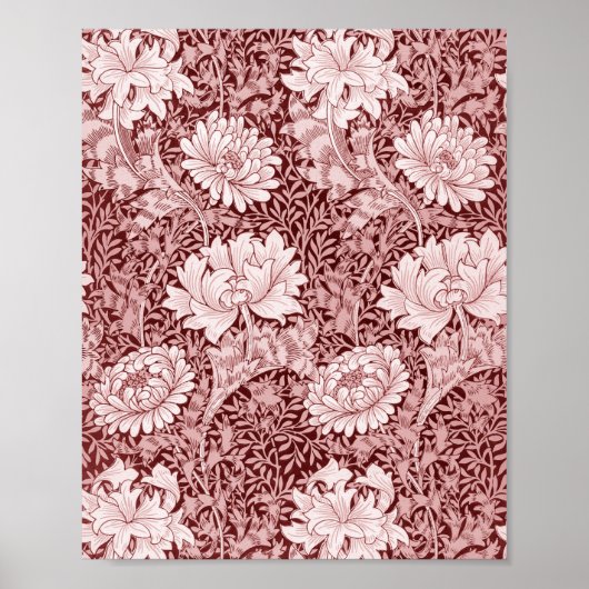 Chrysanthemum Maroon, William Morris Poster (Voorkant)