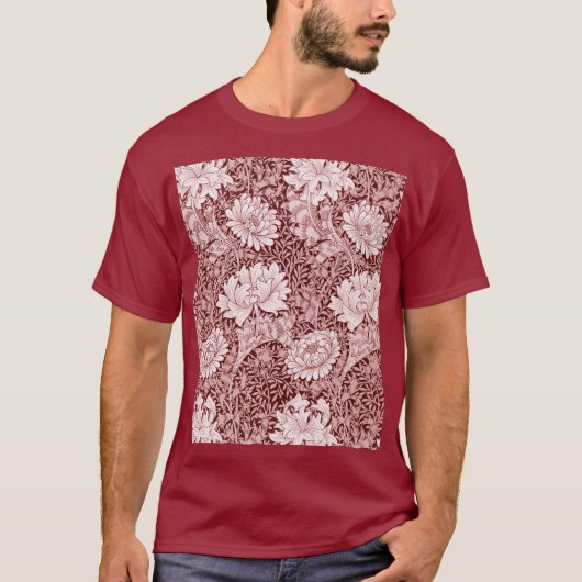 Chrysanthemum Maroon, William Morris T-shirt (Voorkant)