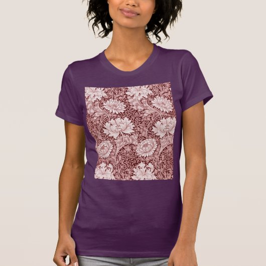 Chrysanthemum Maroon, William Morris T-shirt (Voorkant)