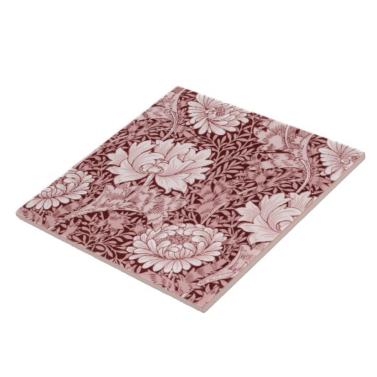 Chrysanthemum Maroon, William Morris Tegeltje (Zijkant)