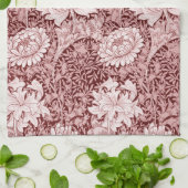 Chrysanthemum Maroon, William Morris Theedoek (Gevouwen)