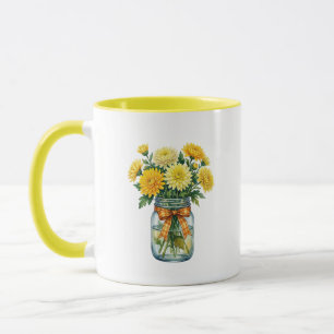 Chrysanthemum Mason Jar Watercolor Mok