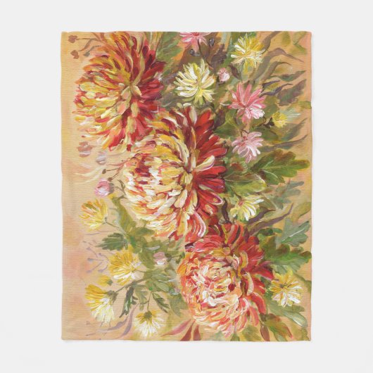 Chrysanthemum Meadow: acryl handschilderij. Fleece Deken (Voorkant)