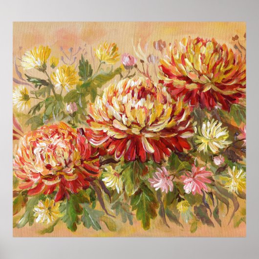 Chrysanthemum Meadow: acryl handschilderij. Poster (Voorkant)