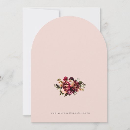 Chrysanthemum monogram op Blush Roos Kaart (Achterkant)