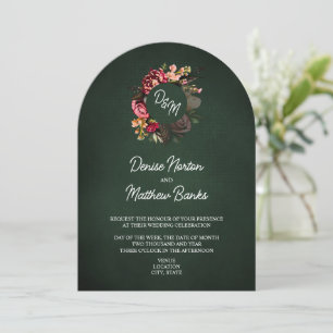 Chrysanthemum monogram op smaragd kaart