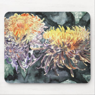 Chrysanthemum mum waterverf schilderij muismat