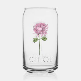 CHRYSANTHEMUM November Geboorte Bloem Aangepaste N Blikvorm Glas