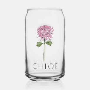 CHRYSANTHEMUM November Geboorte Bloem Aangepaste N Blikvorm Glas