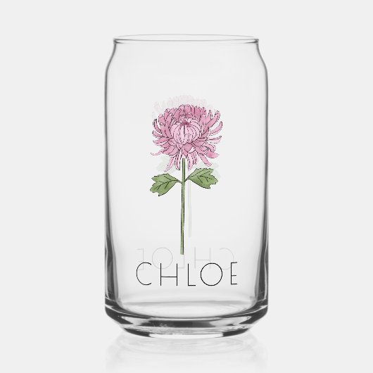 CHRYSANTHEMUM November Geboorte Bloem Aangepaste N Blikvorm Glas (Voorkant)
