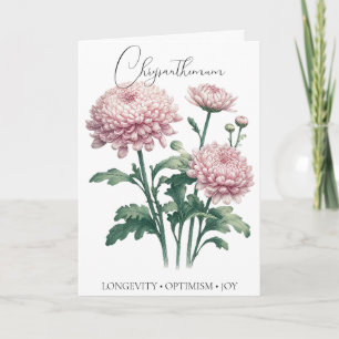 Chrysanthemum November Geboortebloem Verjaardagska Kaart