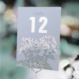 Chrysanthemum-nummers voor witte bloembruiloft kaart