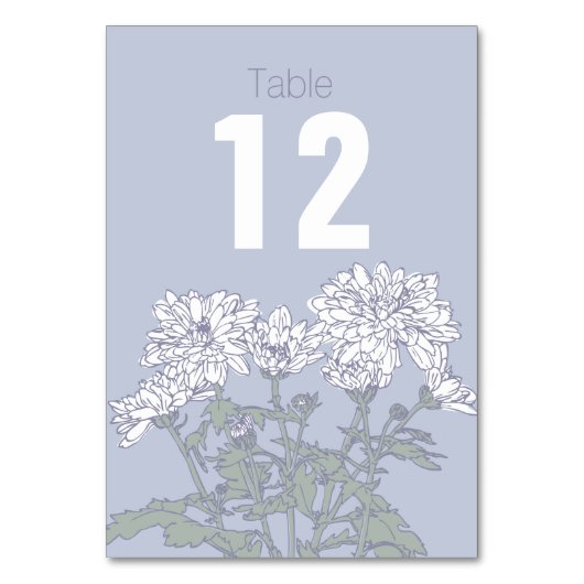 Chrysanthemum-nummers voor witte bloembruiloft kaart (Voorkant)