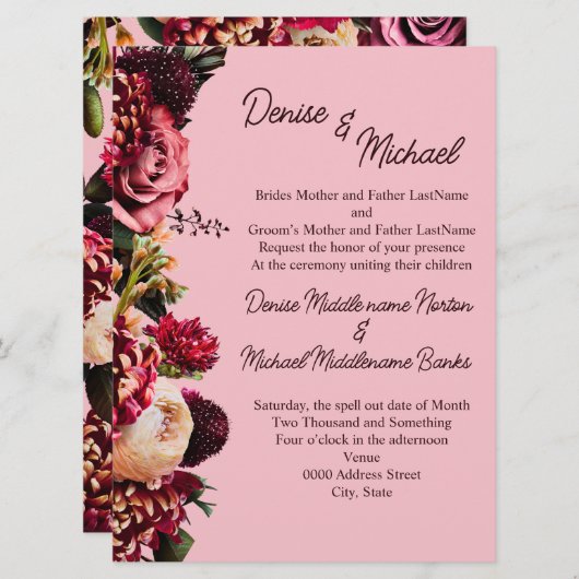 Chrysanthemum op amandelbloesem roze kaart (Voorkant / Achterkant)