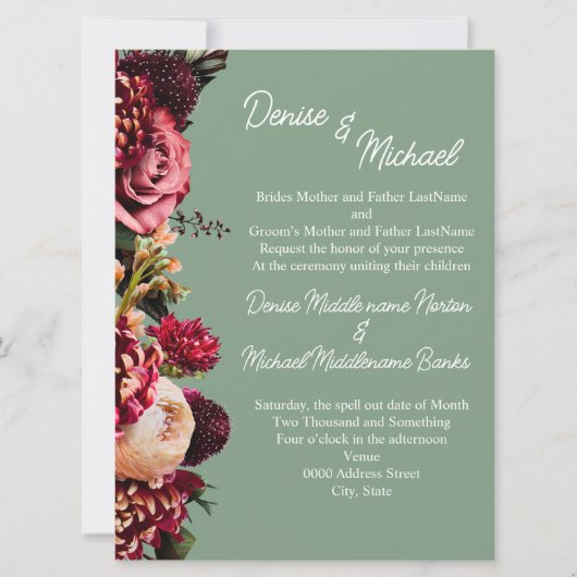 Chrysanthemum op Basil Green Kaart (Voorkant)