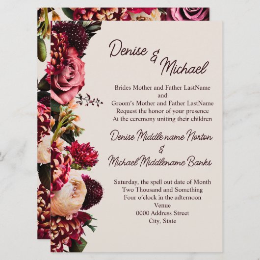 Chrysanthemum op Cameo Beige Kaart (Voorkant / Achterkant)