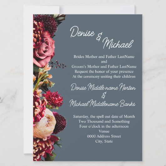 Chrysanthemum op Midnight Blauwgroen Kaart (Voorkant)