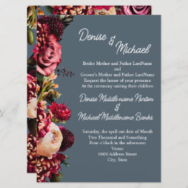 Chrysanthemum op Midnight Blauwgroen Kaart