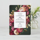 Chrysanthemum op smaragdgroene bruiloft kaart (Staand voorkant)