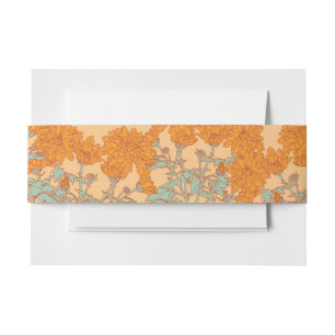 Chrysanthemum oranje bloem bloemenherfst bruiloft uitnodigingen wikkel
