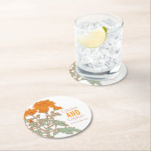 Chrysanthemum oranje bloem grafisch papier onderze ronde kartonnen onderzetter (Insitu)