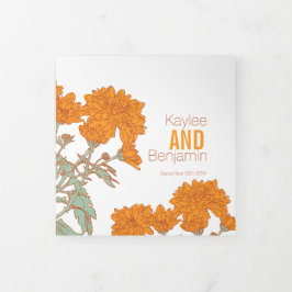 Chrysanthemum oranje bloemtekening drieluik programma