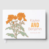 Chrysanthemum oranje herfst bloem bruiloft gastenboek (Voorkant)