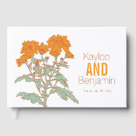 Chrysanthemum oranje herfst bloem bruiloft gastenboek