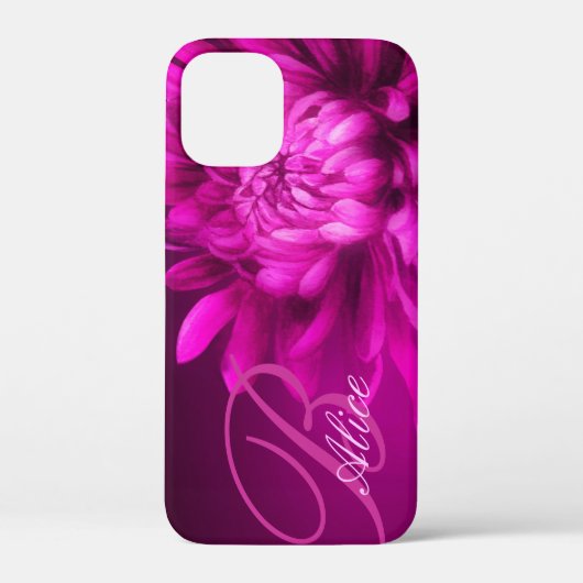 Chrysanthemum paars plum, douanenaam en initiaal Case-Mate iPhone case (Achterkant)